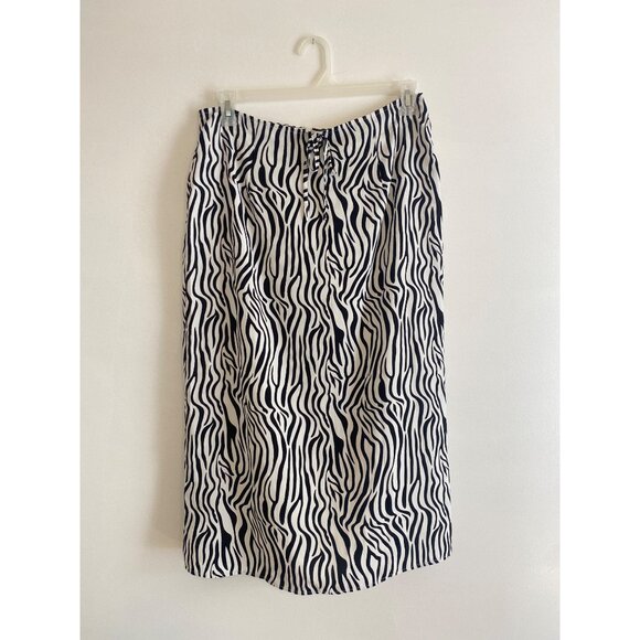 Nasty Gal Zebra Print Midi Skirt Monochrome High Waist Size US 10 - Picture 1 of 6